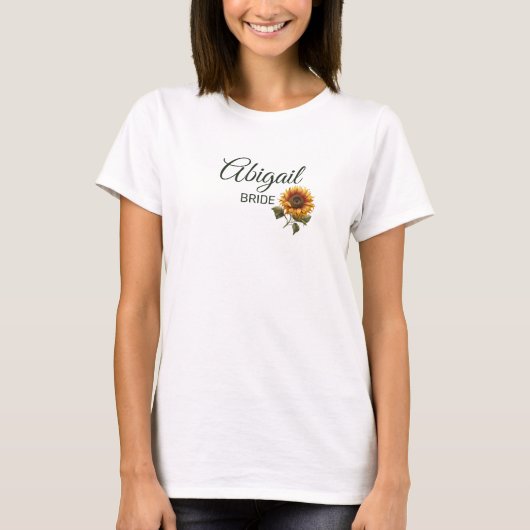 T-shirt Forêt de mariage tournesol vert mariée (Devant)