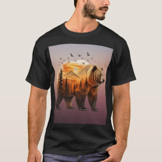 T-shirt Forêt de montagne de l'ours grizzly