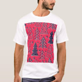T-shirt Forêt de Noël : Papier peint en silhouette d'hiver (Devant)
