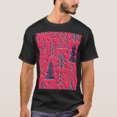T-shirt Forêt de Noël : Papier peint en silhouette d'hiver (Devant)