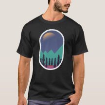 Forêt de pins au clair de lune, paysage minimalist