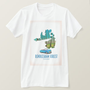 T-shirt Forêt de Rendlesham Suffolk carte vintage
