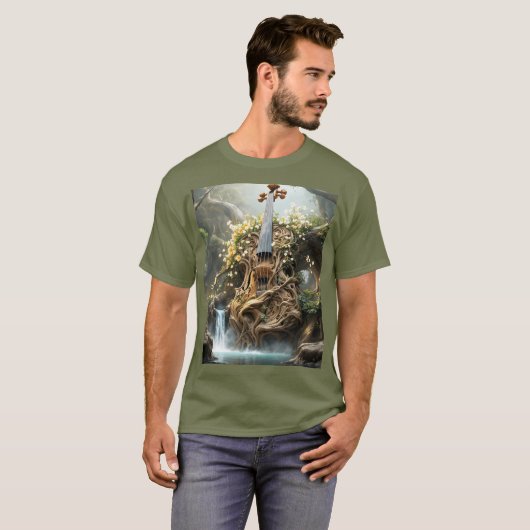 T-shirt Forêt de violon géant Imaginaire mignon (Devant entier)