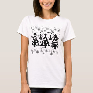 T-shirt Forêt d'hiver Forêt d'arbres noirs Noël moderne