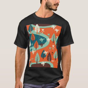 T-shirt Forêt d'oies : Scène Vintage de la nature