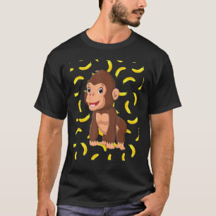 T-shirt Forêt Drôle Banane Animale Sauvage Avec Primate Mo