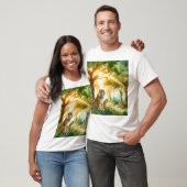 T-shirt Forêt éclairée par le soleil avec deux tigres (Unisexe)