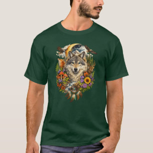 T-shirt Forêt Fantastique du Loup Mystique PNG Transpare