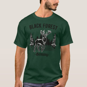 T-shirt Forêt-Noire Allemagne Cerfs avec arbres
