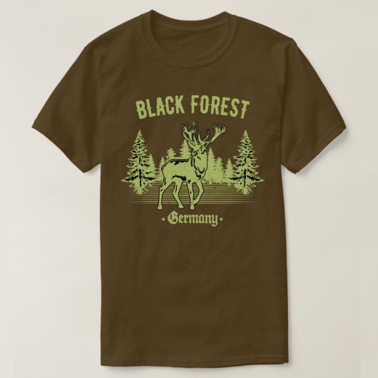 T-shirt Forêt-Noire Allemagne Cerfs avec arbres Swabia (Design devant)