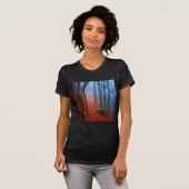 T-shirt Forêt peinte Automne Brouillard bleu (Devant entier)