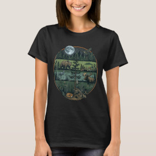 T-shirt Forêt rétro arbres nature faune extérieur hommes