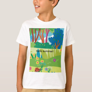T-shirt Forêt tropicale avec fleurs et coccinelles