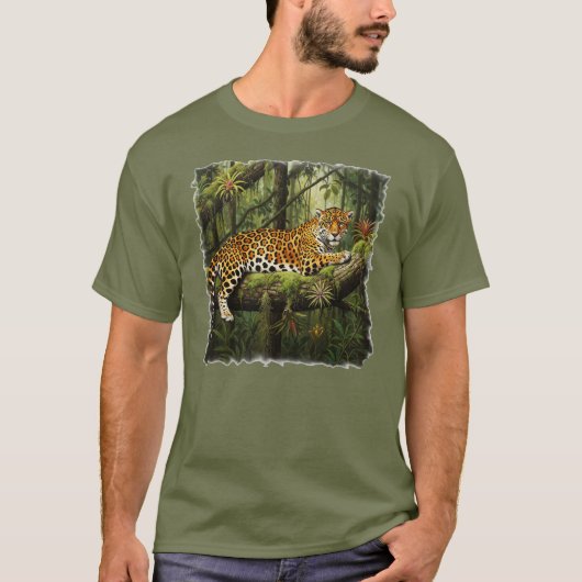 T-shirt Forêt tropicale avec majestueux jaguar ! (Devant)