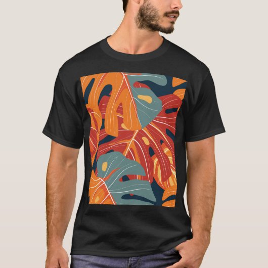 T-shirt Forêt tropicale : design de papier peint de fleurs (Devant)