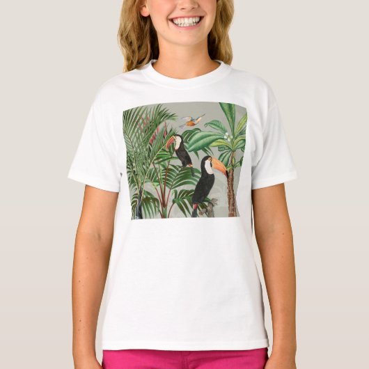 T-shirt Forêt tropicale et oiseaux du Toucan (Devant)