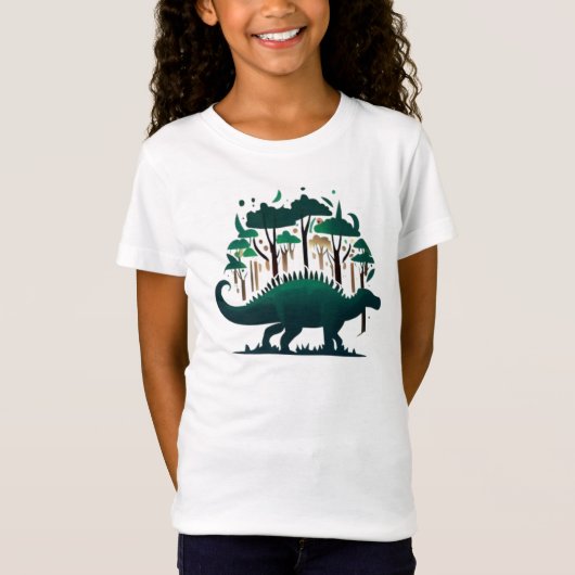 T-Shirt Forêt unique de Stegosaurus Dinosaur Vert (Devant)