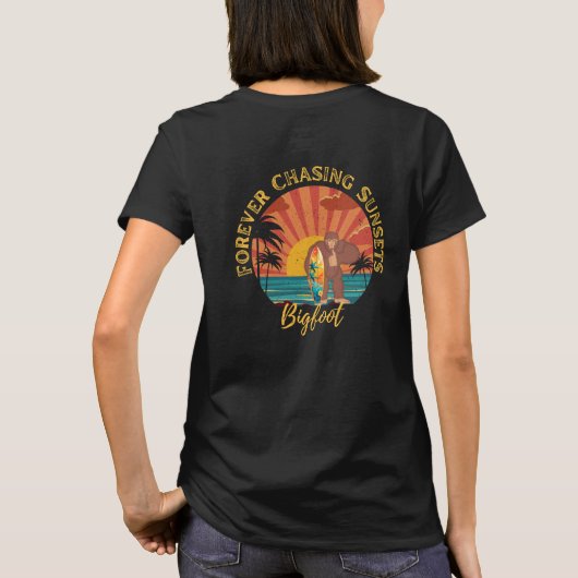 T-shirt Forever Chasing Sunsets Bigfoot Surf Noir (Dos)