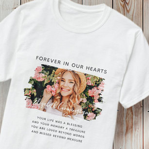 T-shirt Forever in our Hearts Photo Memorial personnalisé