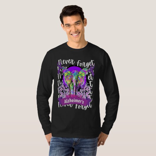T-shirt Forget me not Alzheimer's Awareness Elephant Purpl (Devant entier)
