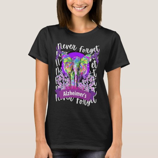 T-shirt Forget me not Alzheimer's Awareness Elephant Purpl (Devant)