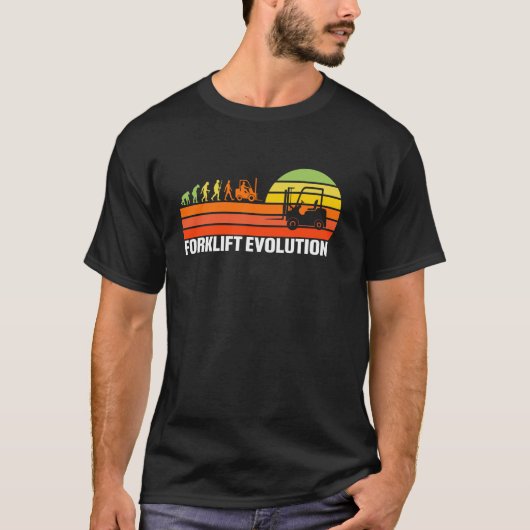 T-shirt Forklift Evolution Funny Forklift Driver Opérateur (Devant)