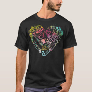 T-shirt Forme cardiaque Amour Aquarelle Art Enseignant Art