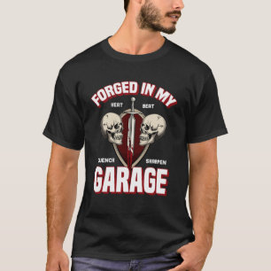 T-shirt Formé Dans Mon Garage Épées Et Crânes Blacksmith L