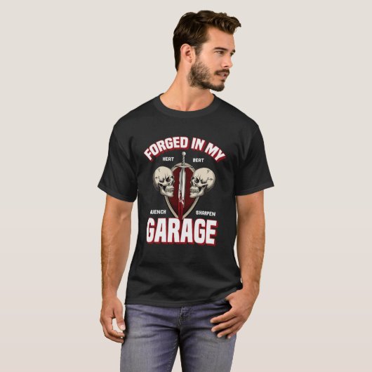 T-shirt Formé Dans Mon Garage Épées Et Crânes Blacksmith L (Devant entier)