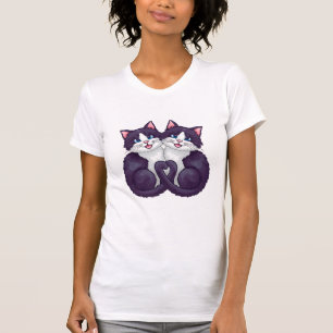 T-shirt Forme de coeur Amoureux des chats drôle