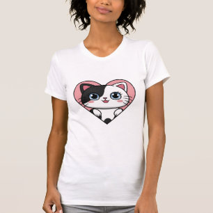 T-shirt Forme de coeur Amoureux des chats drôle