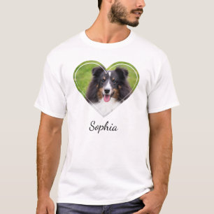 T-shirt Forme de cœur personnalisée Photo d'animal de comp