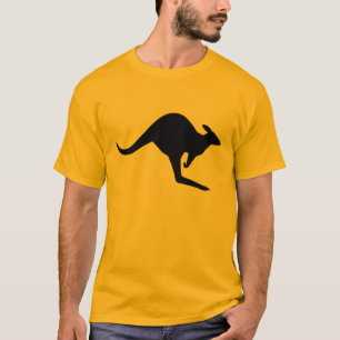 T-shirt Forme de kangourou d'avertissement moderne noir