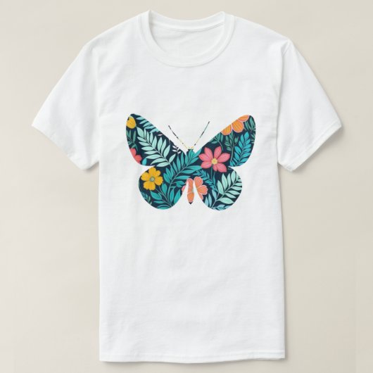 T-shirt Forme de papillon botanique (Design devant)