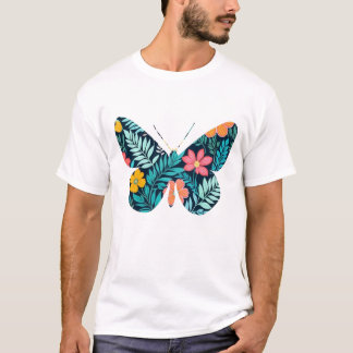 T-shirt Forme de papillon botanique
