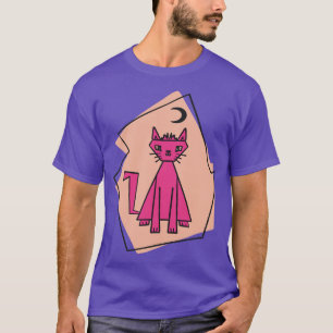 T-shirt Forme géométrique profondément rose chat coupé noi