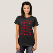 T-shirt Formes carrelées en marron rouge, look Diagonal d' (Devant entier)