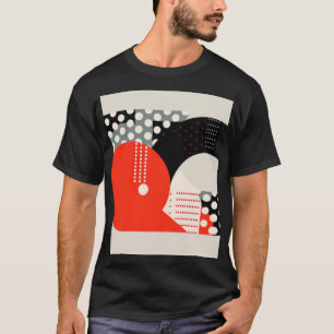 T-shirt Formes courbes en rouge, gris et noir