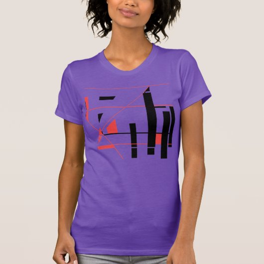 T-shirt Formes de lignes rouges noires Géométriques inspir (Devant)