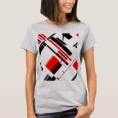 T-shirt Formes diagonales rouges en noir Lignes Art d'insp (Devant)