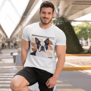 T-shirt Formes géométriques orange Boston Terrier Dog