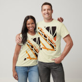 T-shirt Formes orange en diagonale noire apparence Abstrai (Unisexe)