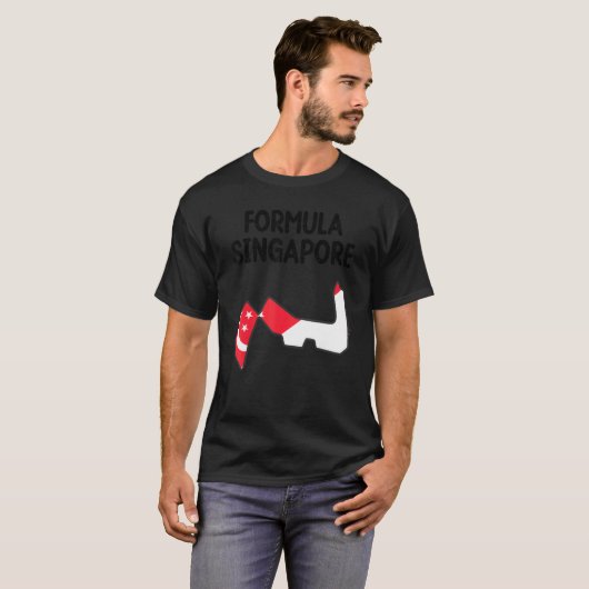 T-shirt Formule Singapour Drapeau Circuit de course Carte (Devant entier)
