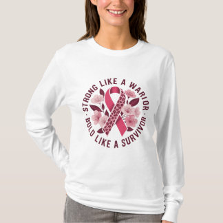 T-shirt Fort comme un guerrier Léopard Ruban rose floral