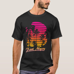 T-shirt Fort Myers Cool 80s Palm Trees coucher de soleil d