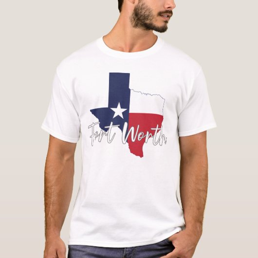 T-shirt Fort Worth, Texas Drapeau Carte Blancs hommes (Devant)