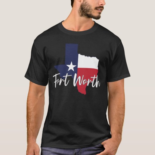 T-shirt Fort Worth, Texas Drapeau Map Hommes (Devant)