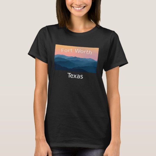 T-shirt Fort Worth Texas Mountain coucher de soleil (Devant)