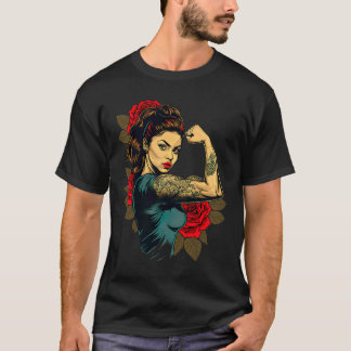 T-shirt Forte Femme Mère Roses Ne jamais abandonner 3