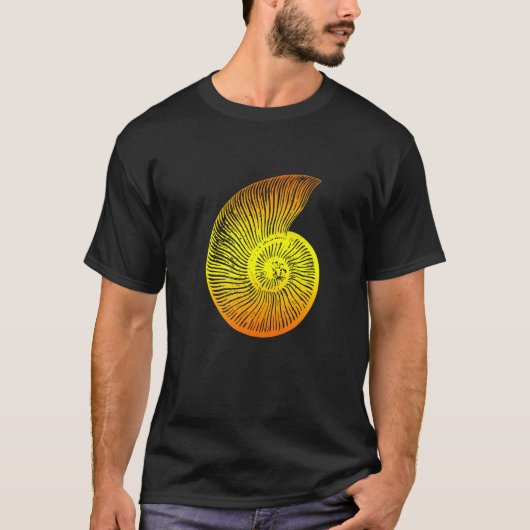 T-shirt Fossile orange ammonite (Devant)